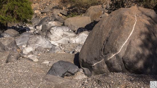 Wadi Tanuf, Oman, Steine im Canyon