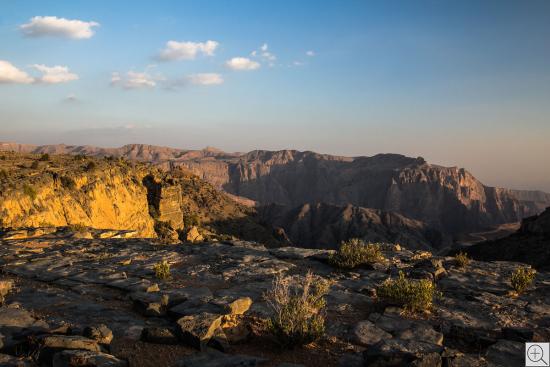 Saiq Plateau, Oman, Aussicht in der Abendsonne