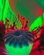poppy flower inside, green, abstract